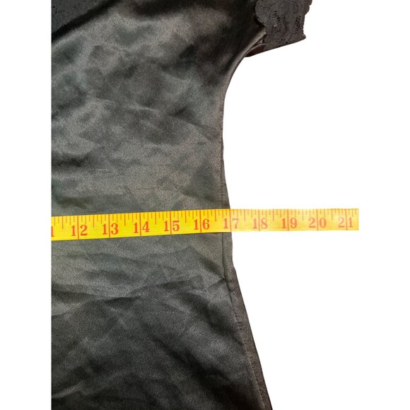 90's Vintage José De Vie Black Satin & Lace Nightgown Medium - Picture 7 of 8